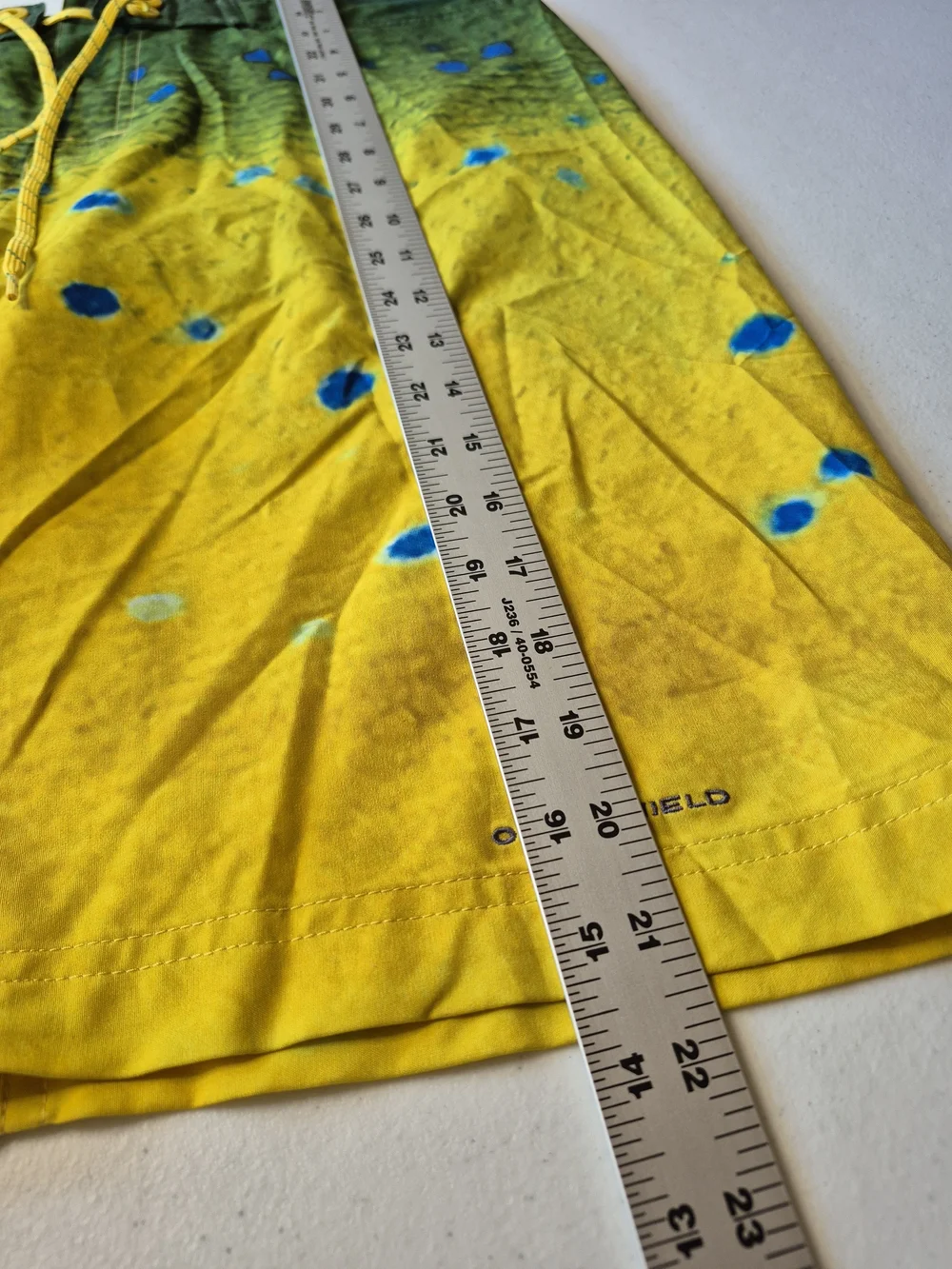 Men's Yellow & Green Gradient Swim Board Shorts with Blue Spot Pattern 4363/7